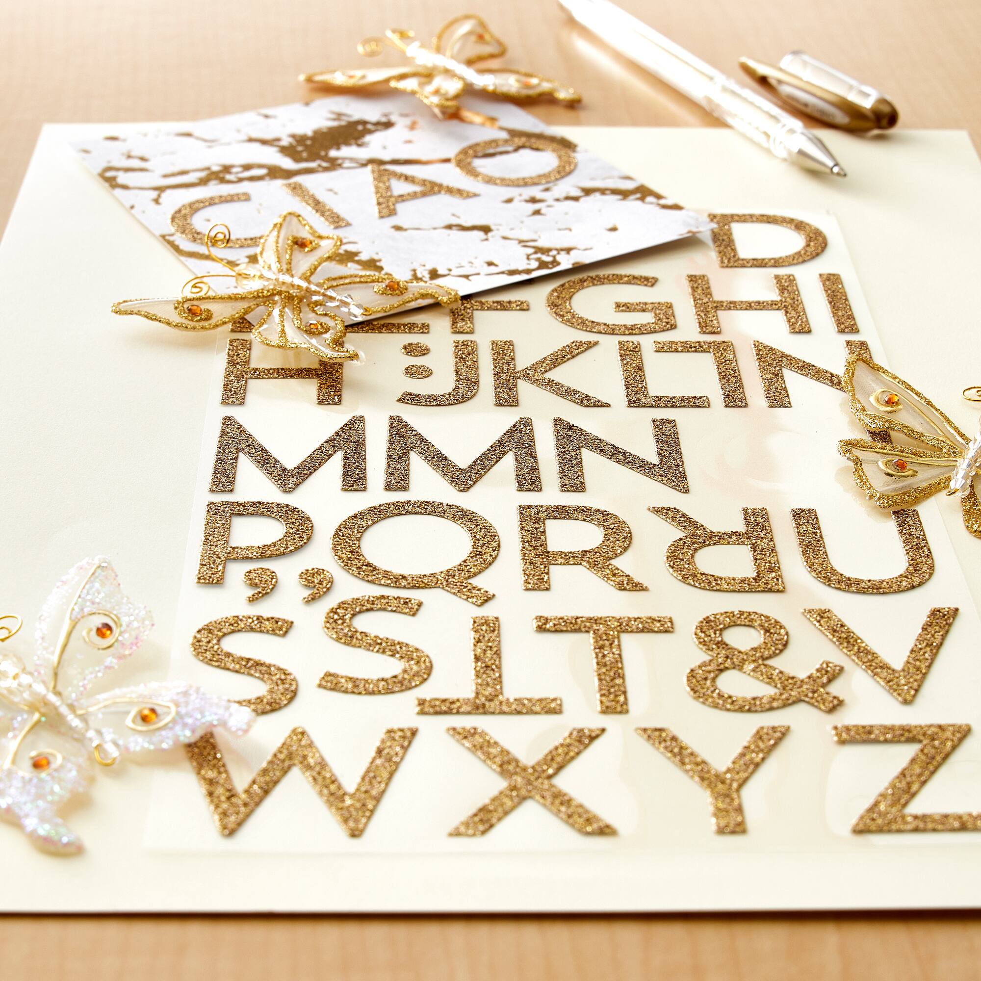 12 Pack: Gold Glitter Block Alphabet Stickers by Recollections™
